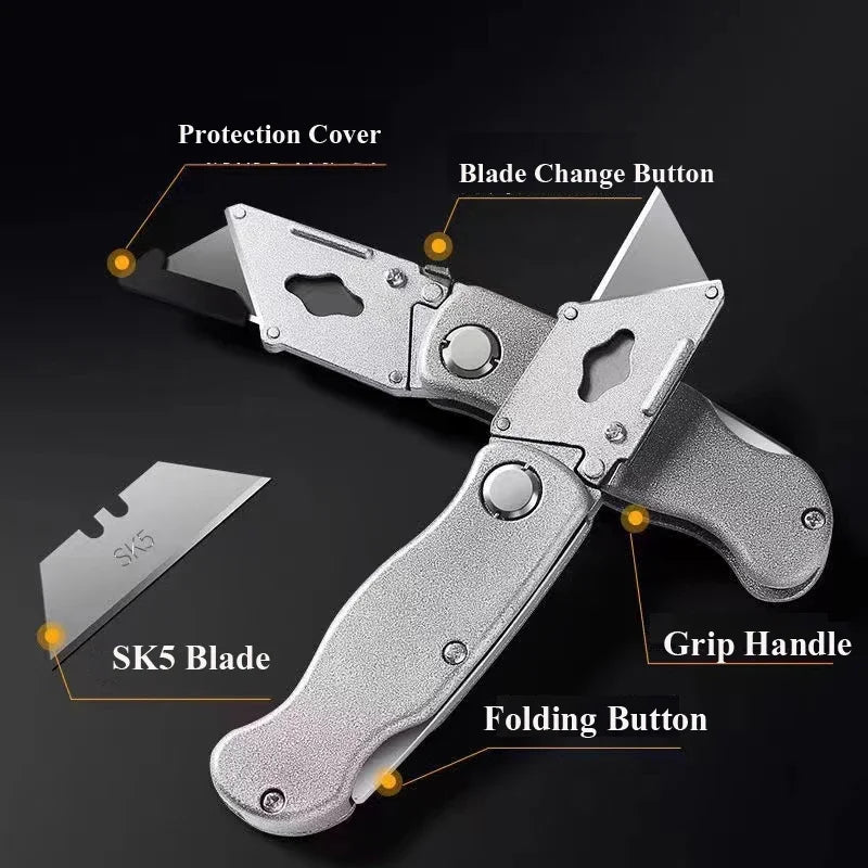 Aluminum Folding Utility Knife with Quick Change Cutter Blades