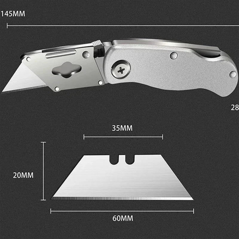 Aluminum Folding Utility Knife with Quick Change Cutter Blades